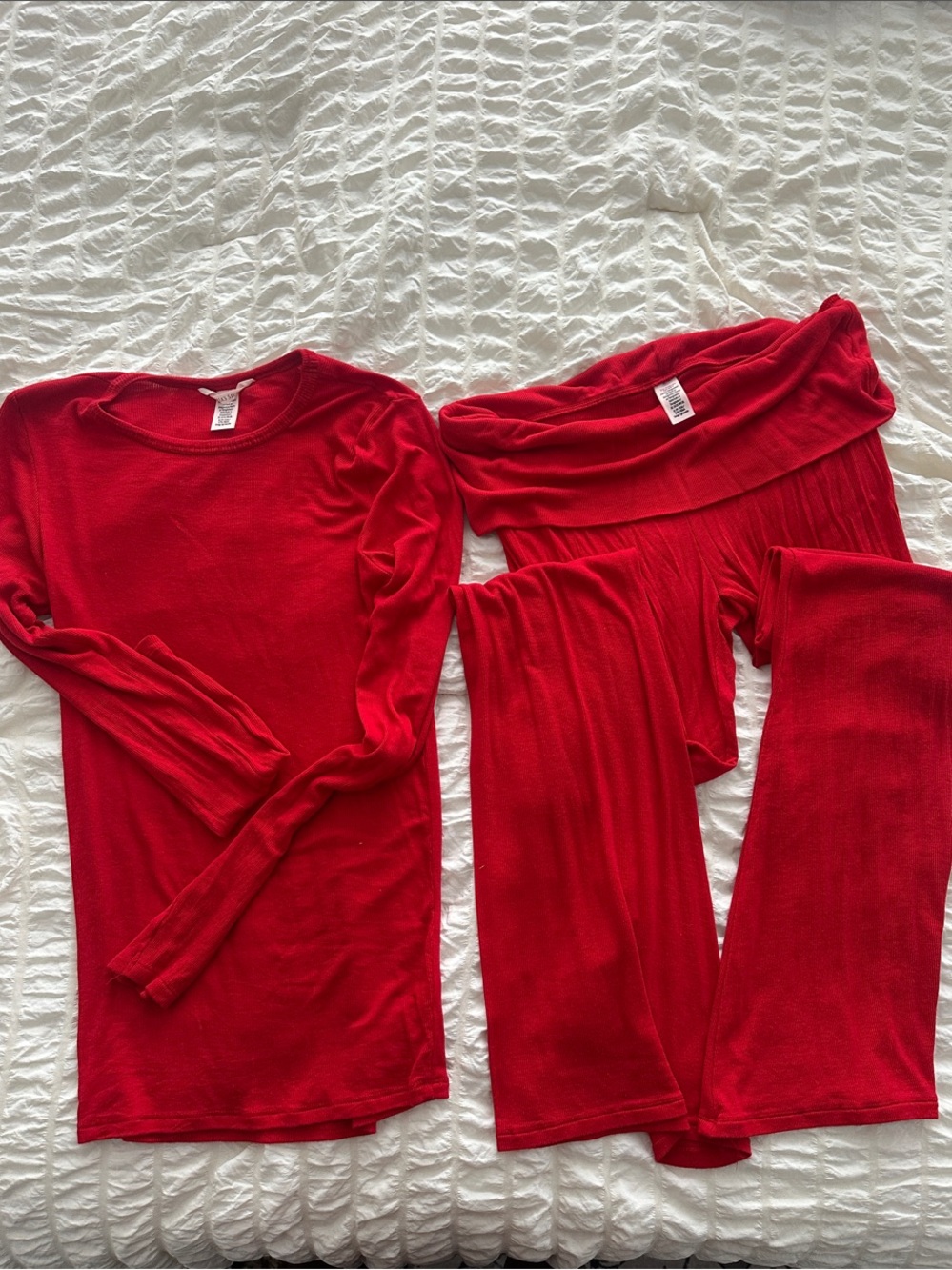 Victoria Secret Red Ribbed Two-Piece Lounge Set TALL GIRL FRIENDLY